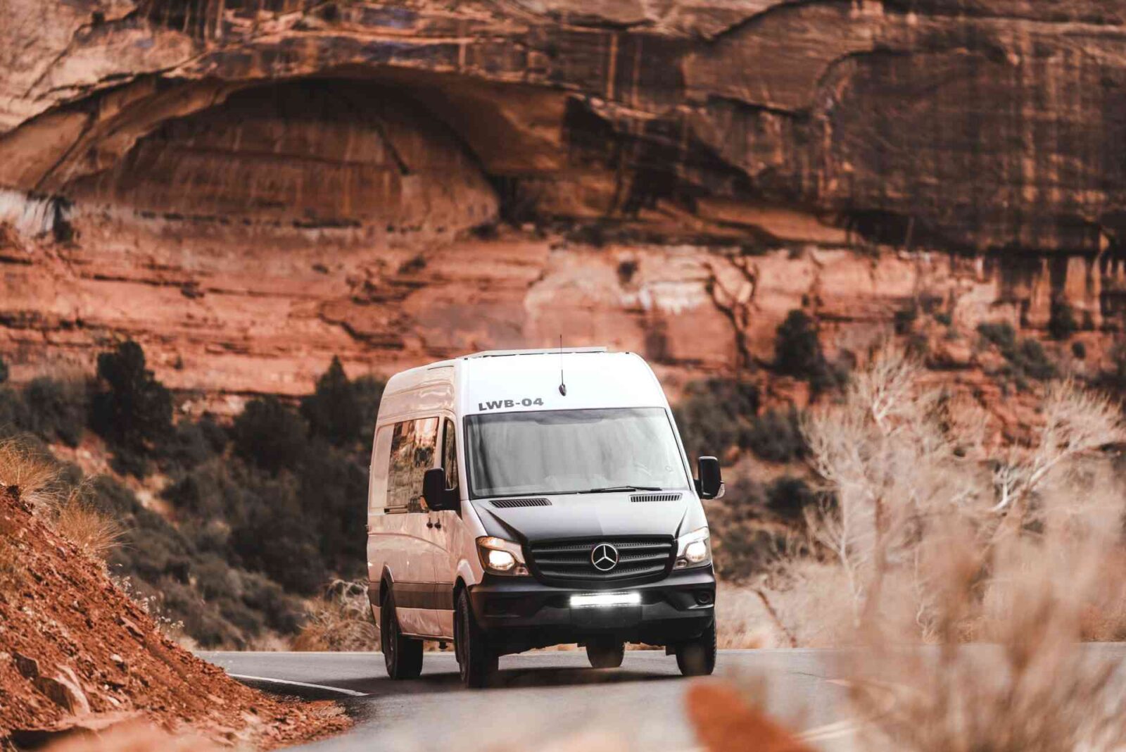 mercedes van on the road